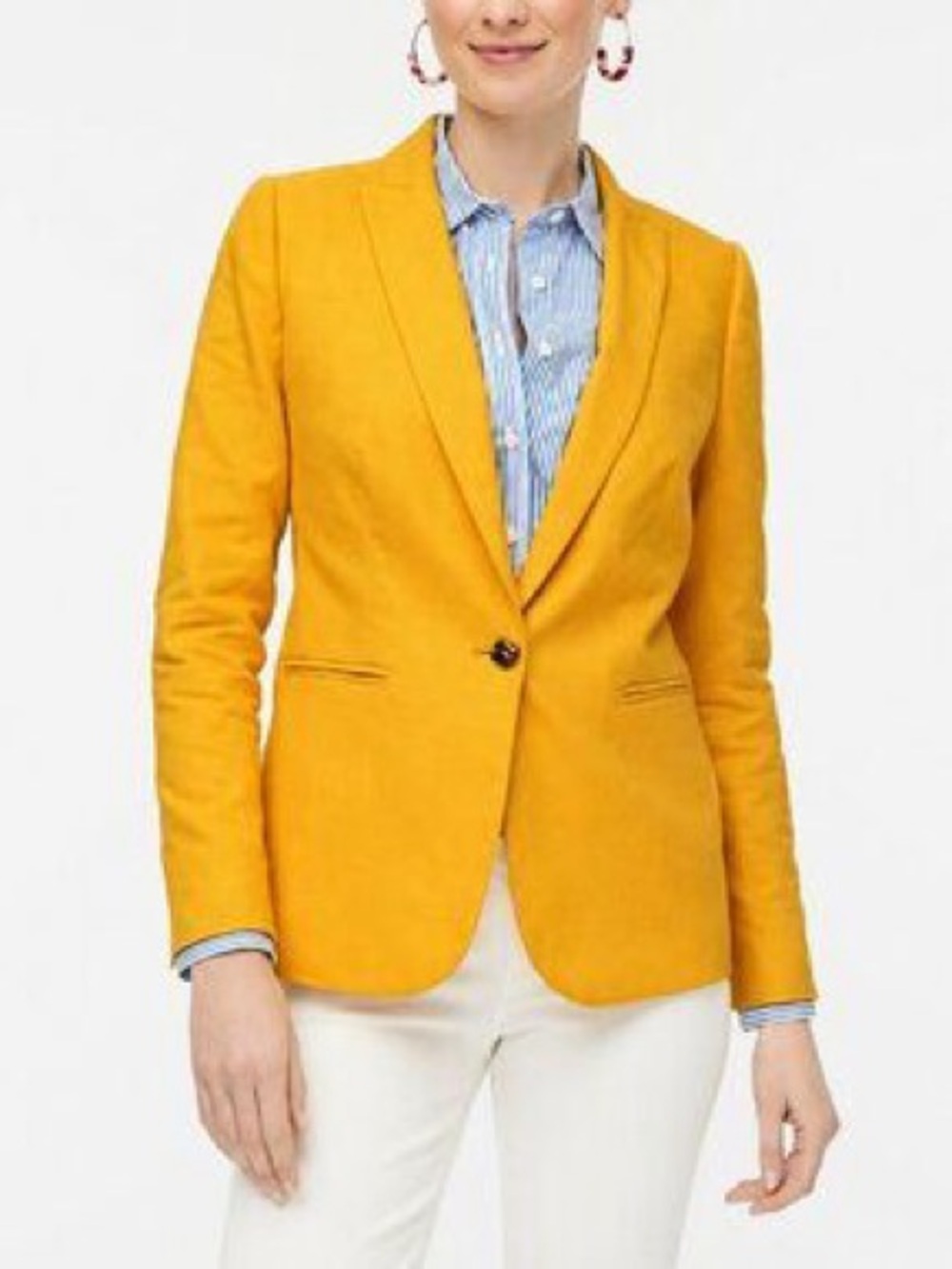 J Crew Linen Blend Parke Blazer Jacket Lined Yellow NWT Womens Sz. 6